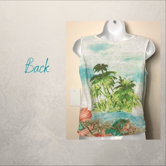 J. Jill Love Tropical Island Palm Tree Linen Tank - Picture 5 of 8